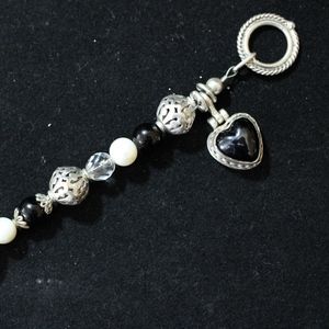 Sterling Silver 925, Silver Pearl Onyx Bracelet